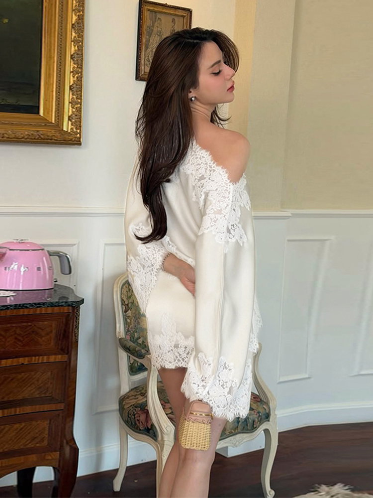 Elegant Lace Patchwork Women's - огляд і ціна Blouse Off Shoulder