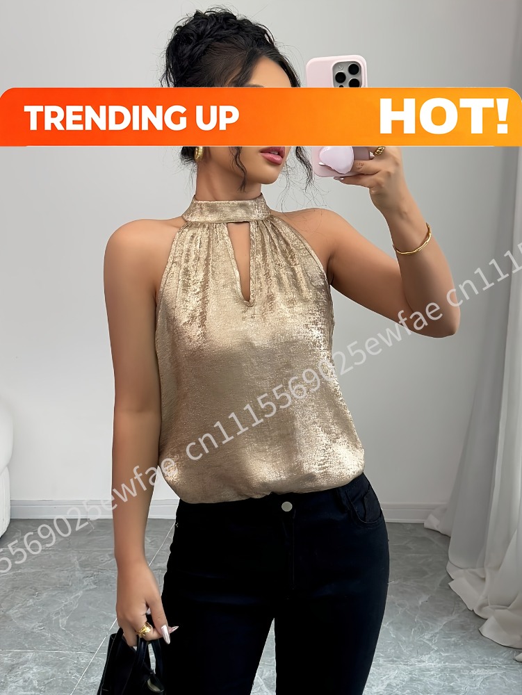 Champagne Golden Shiny Glossy  - огляд і ціна Blouse Off Shoulder