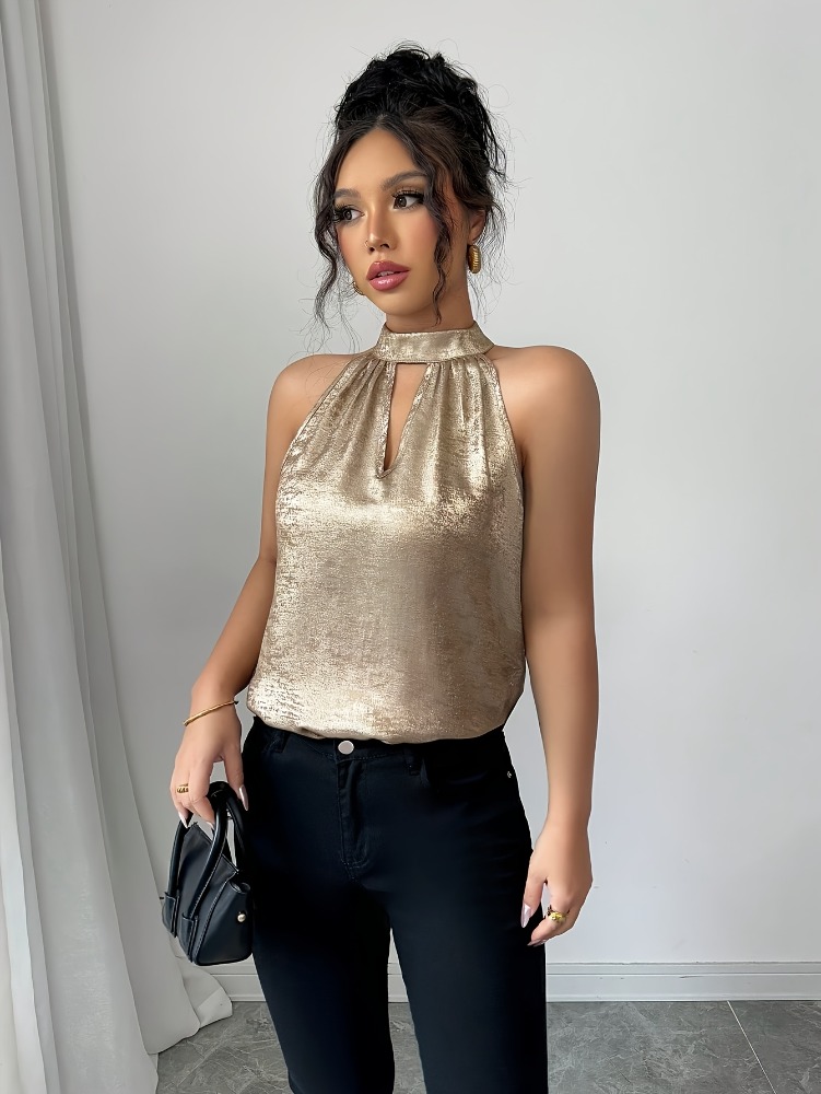 Champagne Golden Shiny Glossy  - огляд і ціна Blouse Off Shoulder