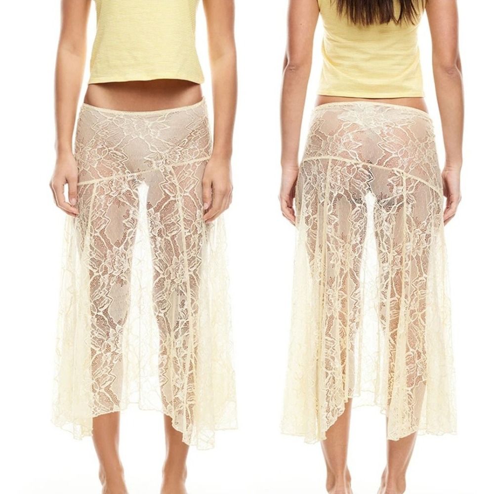 Solid Color Lace Beach Dress S - огляд і ціна Midi Skirt Floral