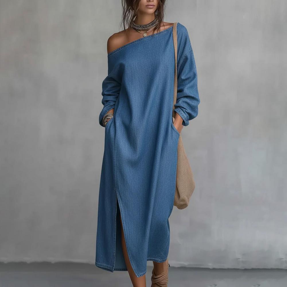 Women's One Shoulder Long Slee - огляд і ціна Linen Dress Wrap