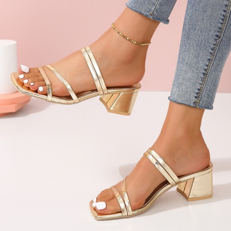 Women's Mules Open Square Toe  - огляд і ціна Sandal Strappy Heeled