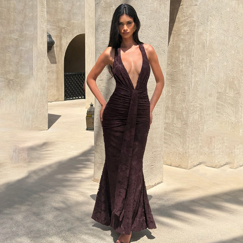 Sexy Deep V Backless Wrap arou - огляд і ціна Linen Dress Wrap